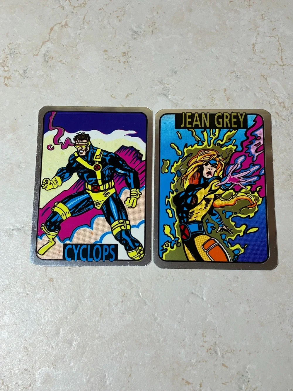 Cyclops & Jean Grey-Set of Two Marvel Foil Vending Machine Stickers -